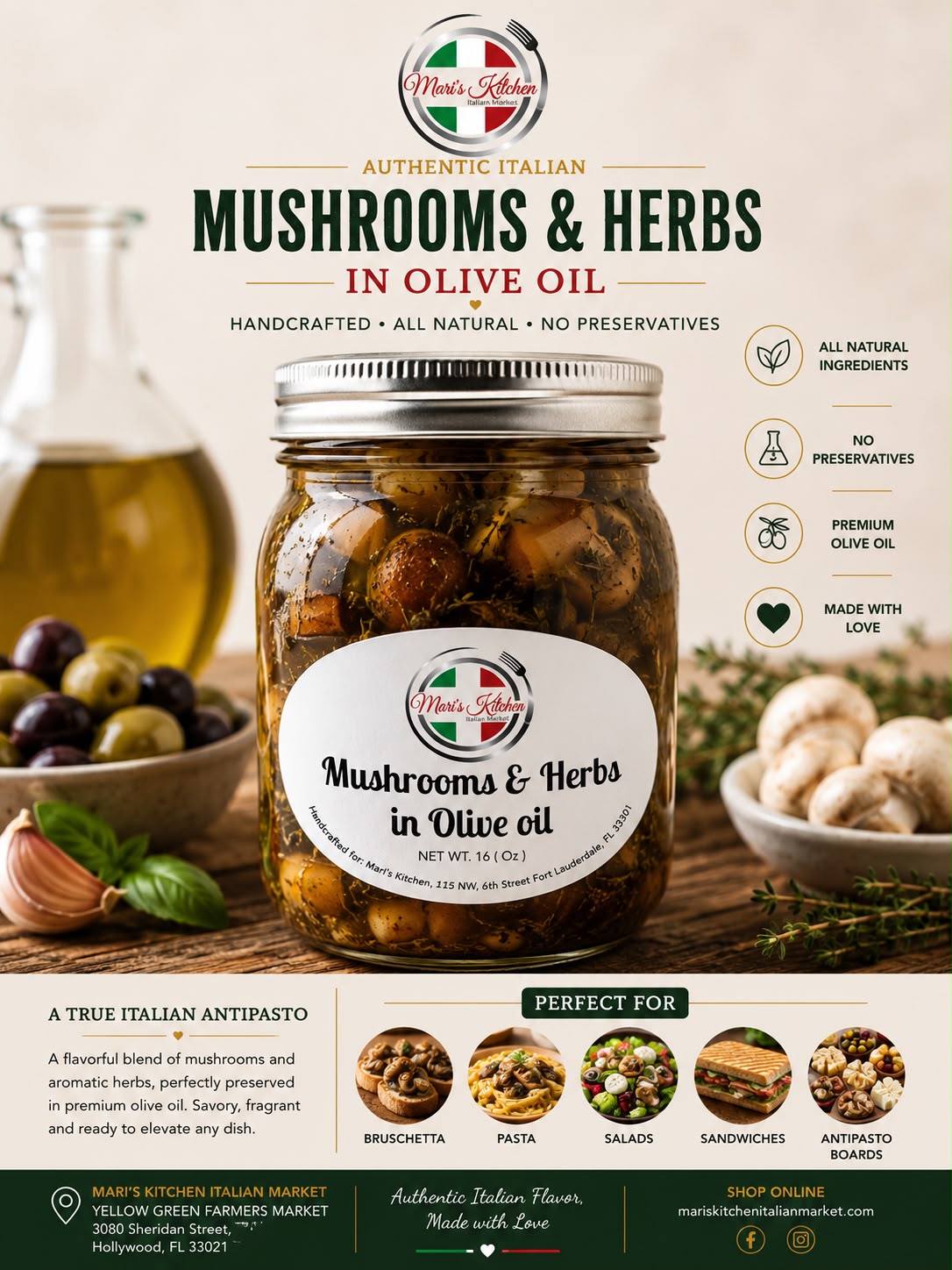Mushrooms and Herbs in Olive Oil